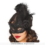 Antifaz negro con flor