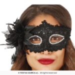 Antifaz negro con flor - Imagen 2