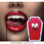 Colmillos ensangrentados de vampiro con termoplástica