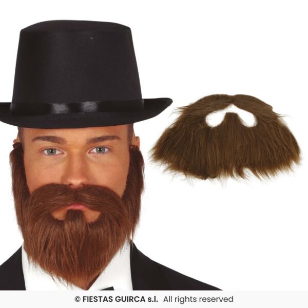 Barba con bigote castaña