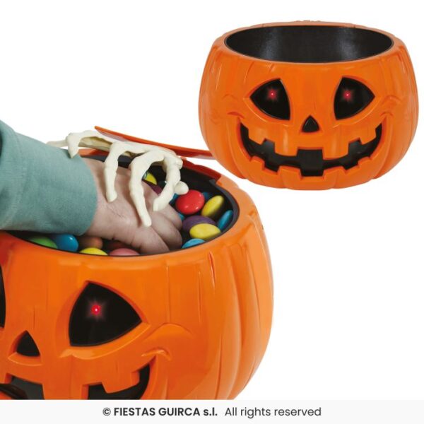 Bol de calabaza con luz, sonido y movimiento